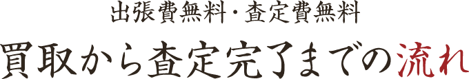 出張費無料・査定費無料 買取から査定完了までの流れ